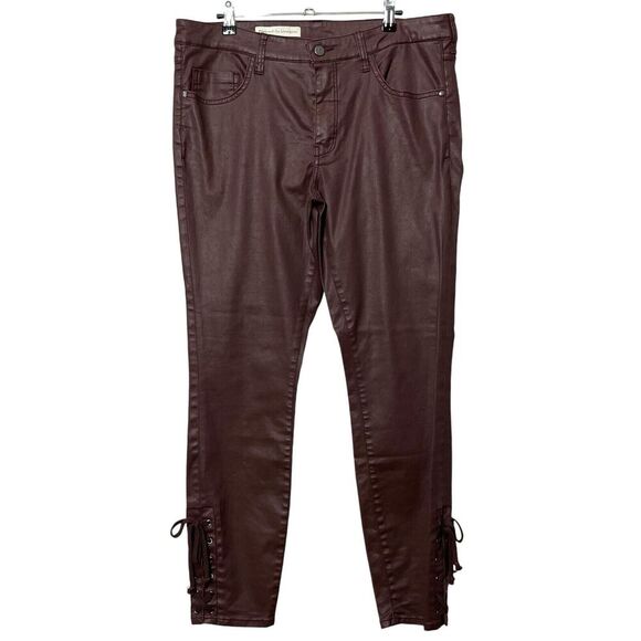 Pilcro and The Letterpress Script Coated Wine Jean Ankle Tie Women’s Size 32 - Picture 2 of 16